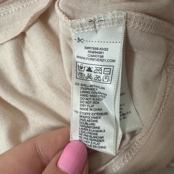 FOREVER 21 Peach Lace Long Sleeve Bodycon Mini Dress Medium - Picture 4 of 8